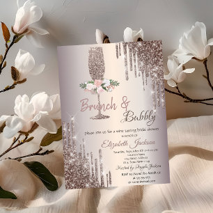 Drips Brunch & Bubbly Rose Gold Bruiloftsfeestje Kaart