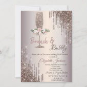 Drips Brunch & Bubbly Rose Gold Bruiloftsfeestje Kaart (Voorkant)