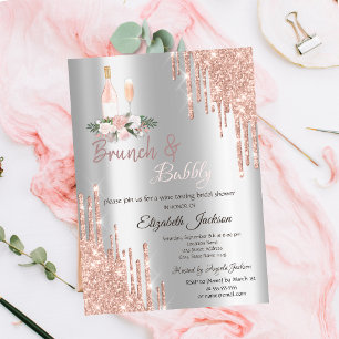 Drips Brunch & Bubbly Zilveren Bruiloftsfeestje Kaart