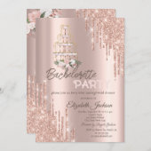  Drips Flowers,Champagne Glass Bachelorette Party Kaart (Voorkant / Achterkant)