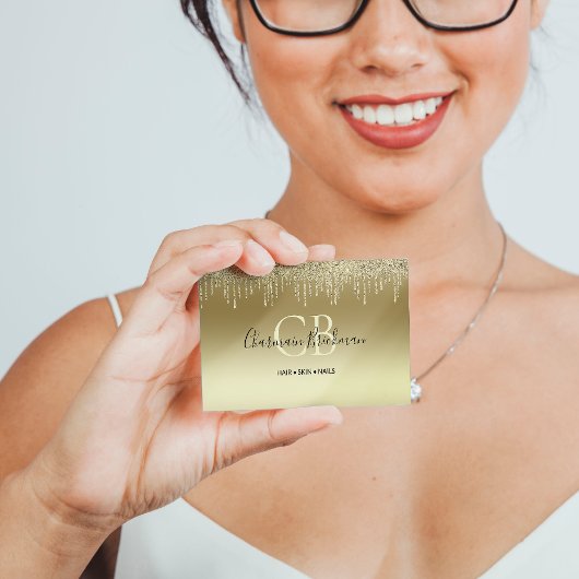 Drips Glitters Goud Monogram Visitekaartje