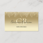 Drips Glitters Goud Monogram Visitekaartje (Voorkant)