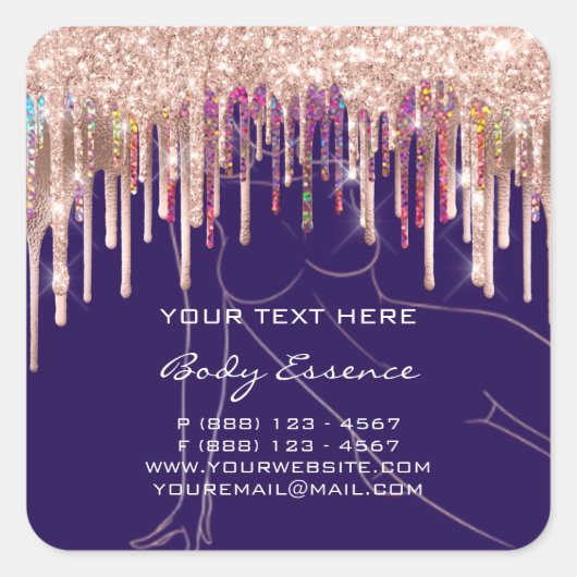 Drips Lichaamshoudende Zeep Balm Cosmetisch Blauw Vierkante Sticker (Voorkant)