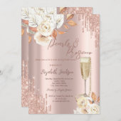 Drips Pearls Prosecco Boho Rozen Vrijgezellenfeest Kaart (Voorkant / Achterkant)