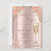 Drips Pearls Prosecco Rozen Vrijgezellenfeest Kaart (Voorkant)