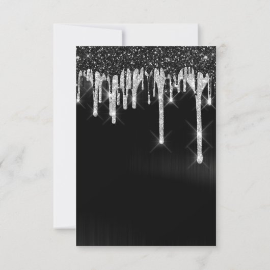 Drips Silver Black Bridal Sweet 16th Wedding Kaart (Achterkant)