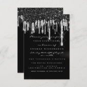 Drips Silver Black Bridal Sweet 16th Wedding Kaart (Voorkant / Achterkant)