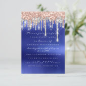 Drips Silver Blue Bridal Sweet 16th Wedding Kaart (Staand voorkant)