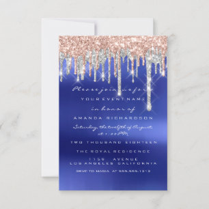 Drips Silver Blue Bridal Sweet 16th Wedding Kaart