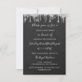 Drips Silver Bridal Wedding Sweet 16th Graphite Kaart