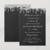 Drips Silver Bridal Wedding Sweet 16th Graphite Kaart (Voorkant / Achterkant)