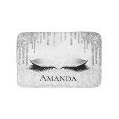 Drips Zilveren Ogen Glitter Naam Monogram Grijs Badmat (Voorkant)