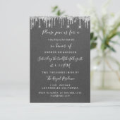 Dript Silver Paper Kraft Bridal Wedding Sweet 16th Kaart (Staand voorkant)