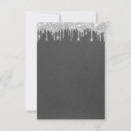 Dript Silver Paper Kraft Bridal Wedding Sweet 16th Kaart (Achterkant)