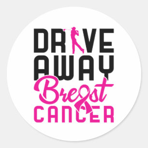 Drive Away Breast Cancer Golfing Golfer Ronde Sticker