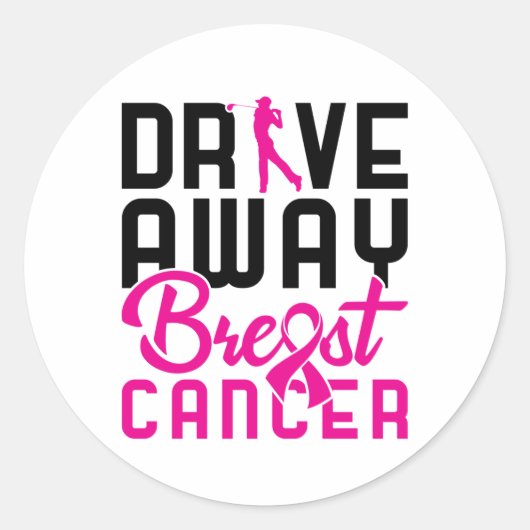 Drive Away Breast Cancer Golfing Golfer Ronde Sticker (Voorkant)