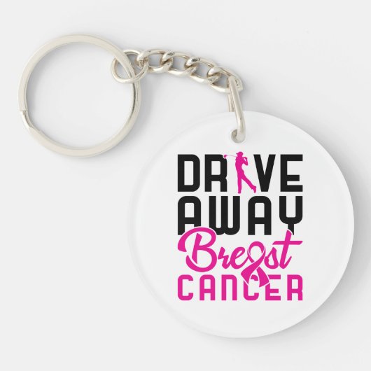 Drive Away Breast Cancer Golfing Golfer Sleutelhanger (Voorkant)