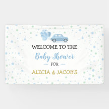 Drive Blue Car Balloons Boy Baby shower Backdrop