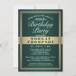 Drive-by any Birthday Green Gold and White Party Kaart