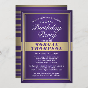 Drive-by any Birthday Paars Gold and White Party Kaart