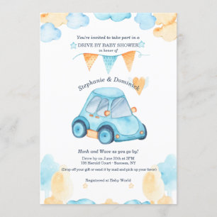 Drive by Baby Boy Shower Invitation Kaart