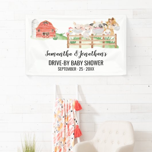 Drive-by Baby shower Boerderij Baby Animals Banner (Insitu)
