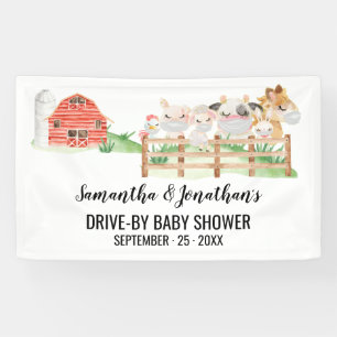 Drive-by Baby shower Boerderij Baby Animals Banner