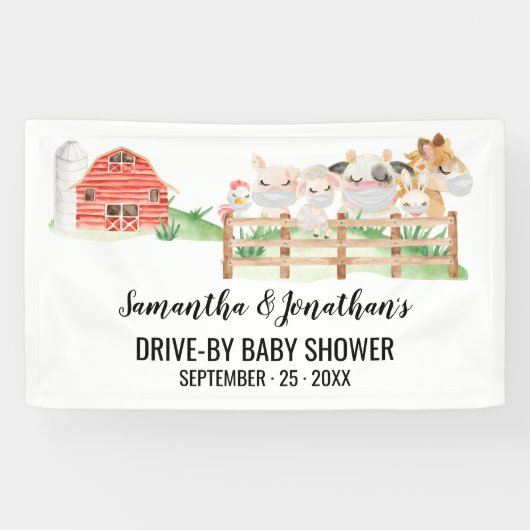 Drive-by Baby shower Boerderij Baby Animals Banner (Horizontaal)