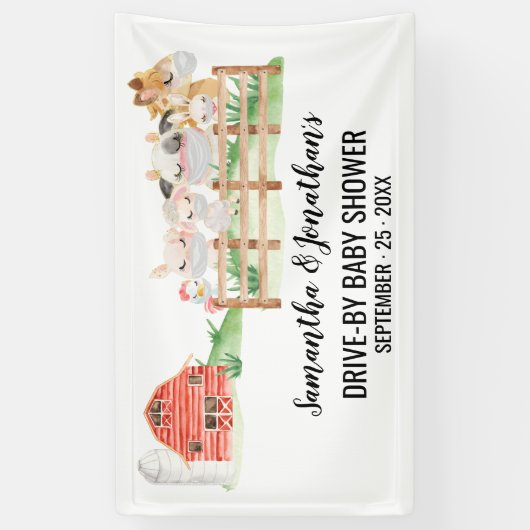 Drive-by Baby shower Boerderij Baby Animals Banner (Verticaal)