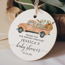 Drive-by Baby shower Favor Tag Truck