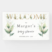 Drive by Baby shower Greenery and Gold Spandoek (Horizontaal)