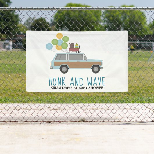 Drive by Baby shower Honk & Wave Blue SUV Spandoek (Insitu)