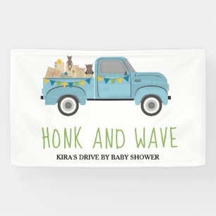 Drive by Baby shower Honk & Wave Blue Truck Spandoek