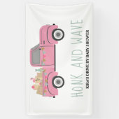 Drive by Baby shower Honk & Wave Pink Truck Spandoek (Verticaal)