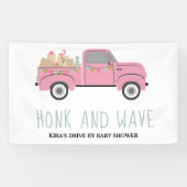 Drive by Baby shower Honk & Wave Pink Truck Spandoek (Horizontaal)