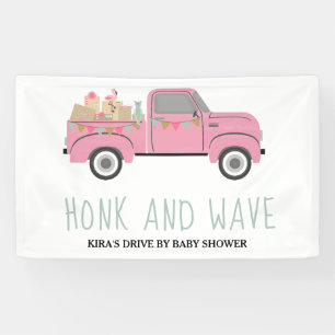 Drive by Baby shower Honk & Wave Pink Truck Spandoek