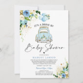 Drive by Baby shower Invitation Blue Floral Shower Kaart (Voorkant)