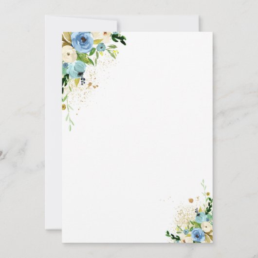 Drive by Baby shower Invitation Blue Floral Shower Kaart (Achterkant)