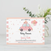 Drive by Baby shower Invitation Blush Pink Shower Kaart (Staand voorkant)