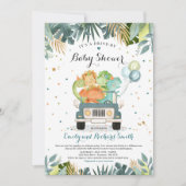 Drive by Baby shower Invitation Dinosaur Shower Kaart (Voorkant)