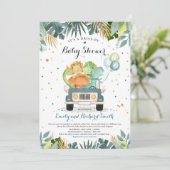 Drive by Baby shower Invitation Dinosaur Shower Kaart (Staand voorkant)