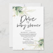 Drive by Baby shower Invitation Greenery Shower Kaart (Voorkant)