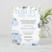 Drive by Baby Shower Invitting for Boys Kaart (Staand voorkant)