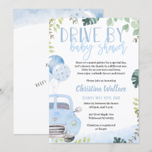 Drive by Baby Shower Invitting for Boys Kaart