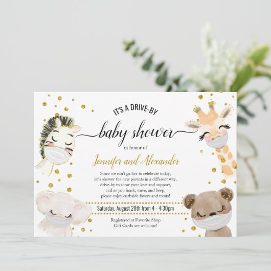 Drive-by Baby shower Kaart (Staand voorkant)