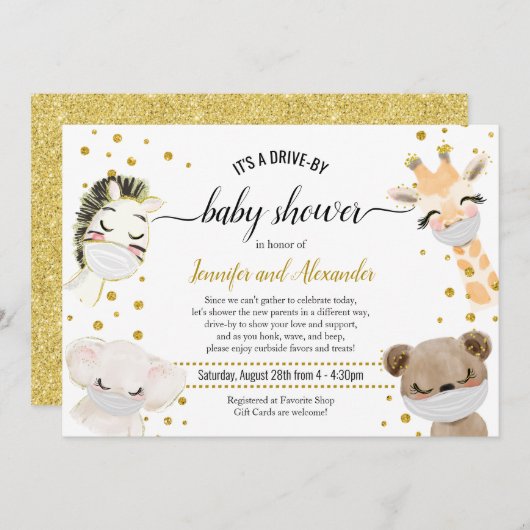 Drive-by Baby shower Kaart (Voorkant / Achterkant)