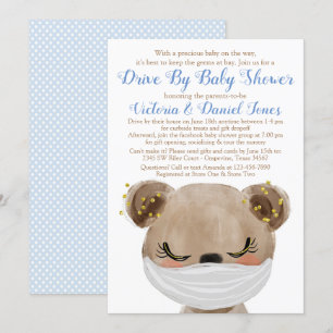 Drive By Baby Shower met berenmasker Kaart