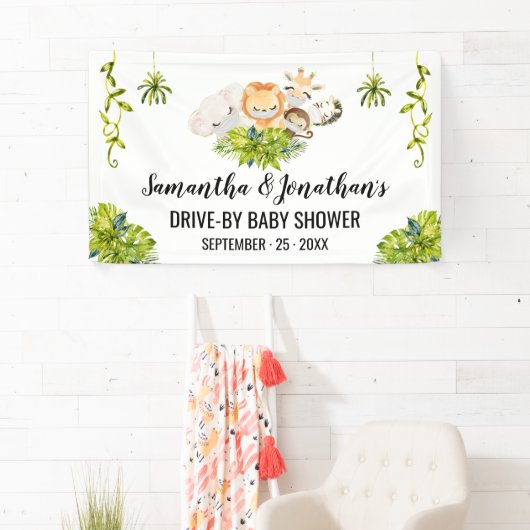 Drive-by Baby shower Oerwoud Dieren Banner (Insitu)