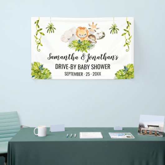 Drive-by Baby shower Oerwoud Dieren Banner (Beurs)