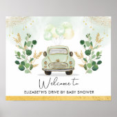 Drive By Baby Shower Parade Groene Decoratie Goud  (Voorkant)